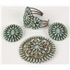 Image 1 : Old Pawn Design Navajo Turquoise Cluster Set
