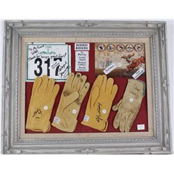 Lot of 4 "Rodeo Riders" Framed Gloves