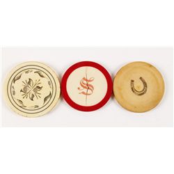 Lot of 6 Old West Ivory Cowboy Era Poker Chips