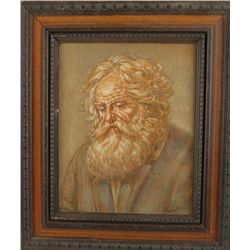 Oil on Canvas of an Older Gentleman with a Beard