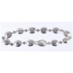 Ladies Sterling Concho Belt with Floral Design