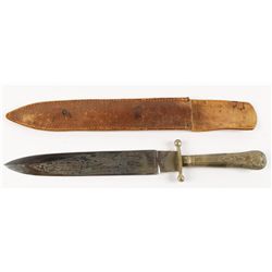 Old West Gold Miner's CA Bowie Knife & Scabbard