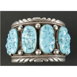 Navajo Turquoise Cuff Bracelet set in Sterling