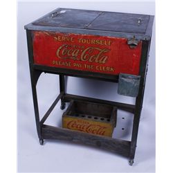 1934 Coca Cola Metal Cooler with Coca Cola Crate