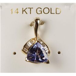 Stunning 14K YG Tanzanite & Diamond Pendant