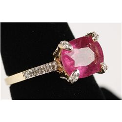 Stunning 14K YG Pink Tourmaline & Diamond Ring