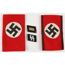 2 German WWII Waffen SS & Political NSDAP Arm Band