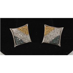 Sparking 14K WG Multi-Colored Diamond Earrings