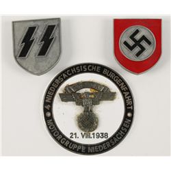 2 WWII Waffen SS Shultzstaffel Pith Helmet Shields