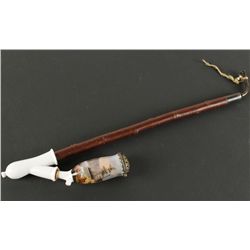 White Porcelain Pipe Shows Farm Scene
