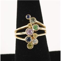 Uncommon & Colorful 14K Ladies Multi-Gemstone Ring