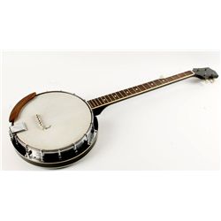 Vintage Banjo with Black and Red Wood Construction