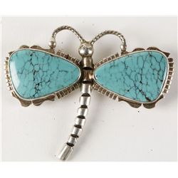 Dragonfly Pin of Bisbee Turquoise Set in Sterling