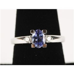 Elegant 14K WG Ladies Tanzanite & Diamond Ring