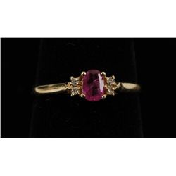 Elegant 14K Yellow Gold Ruby & Diamond Ring
