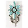 Image 1 : Floral Drop Pin with 9 Turquoise Cabs