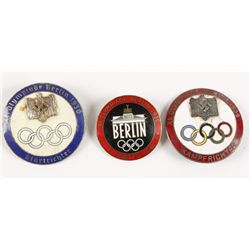 3 German WWII 1936 Summer Berlin Olympic Badges