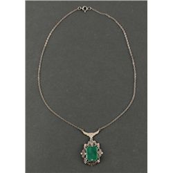 Jadite Vintage Sterling Necklace