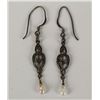 Image 1 : Art Deco Sterling Silver Marcasite Dangle Earrings