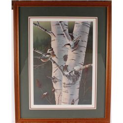 Fine Art Print Depicting "Chicadees on Birch"