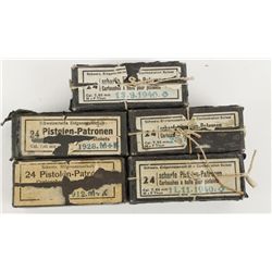 Lot of 5 Vintage Boxes of 7.65mm Ammo