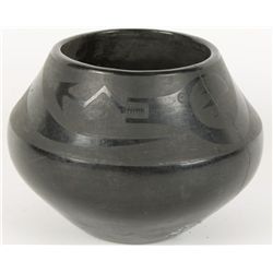 American Indian Etched Black Pot