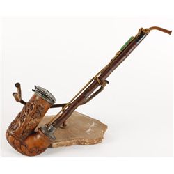 18th-19th Century Carved Burl Wood Pipe