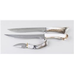 Lot of 3 Silver Stag Knives without Sheaths