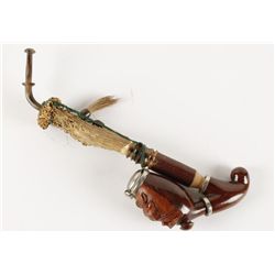 Stag Carved Root Burl Wood Pipe