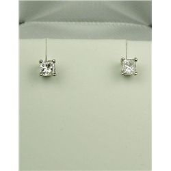 Dazzling 14K WG Princess Cut Diamond Earrings