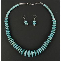 Sleeping Beauty Disc Turquoise Necklace & Earrings
