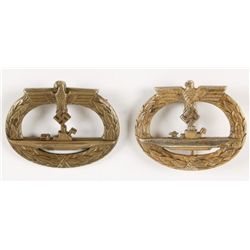 2 German WWII Naval U-Boat Submarine Badges