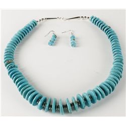 Sleeping Beauty Disc Turquoise Necklace & Earrings