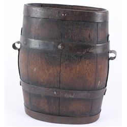 Large Wood Water Vessel with Iron Trim