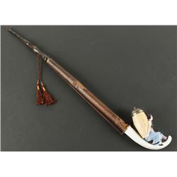 White Porcelain Pipe - Shows Lady Holding Basket