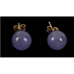 Beautiful 14K YG Lavender Jade Earrings