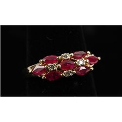 Fashionable 14K YG Ruby and Diamond Ring