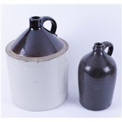 Lot of 2 Stoneware Whiskey Jugs