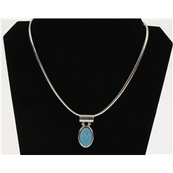 Sterling Silver Turquoise Slide Pendant and Chain