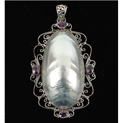 Sterling Silver Mother-of-Pearl & Amethyst Pendant