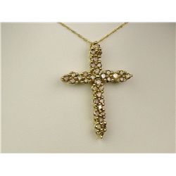 Dazzling 10K YG Ladies Cross Design Pendant