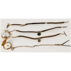 Collection of 4 Watch Fobs and 2 Pocket Watches