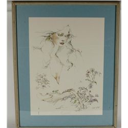 Fine Art Print Depicting a Lady in a Garden