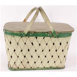 Antique Green Painted Picnic Basket