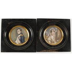 Lot of 2 Handpainted Dumot Portraits