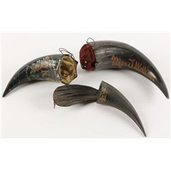 Collection of 3 Decorative Buffalo Horns