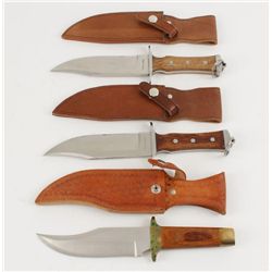 Lot of 3 Wood Handled Small Bowie Style Knives
