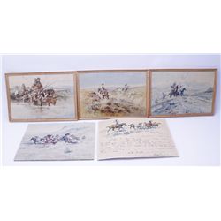 Lot of 5 Charlie Russell Prints