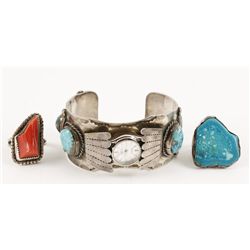 Lot of 3 Silver & Turquoise Designer Jewelry Items