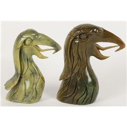 Lot of 2 Jade Like Eagle Heads